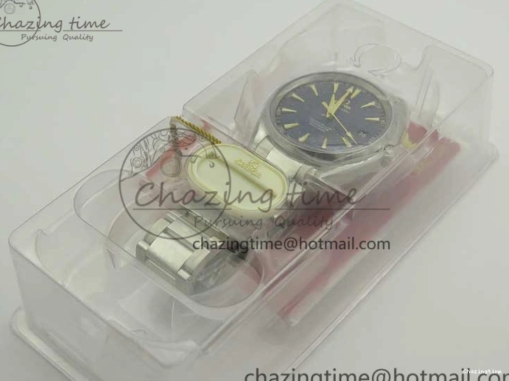 0202 Aqua Terra 150M SS VSF 1:1 Best Edition Blue Wave Textured Dial YG Hand on SS Bracelet A8500 Super Clone Sporty 8026